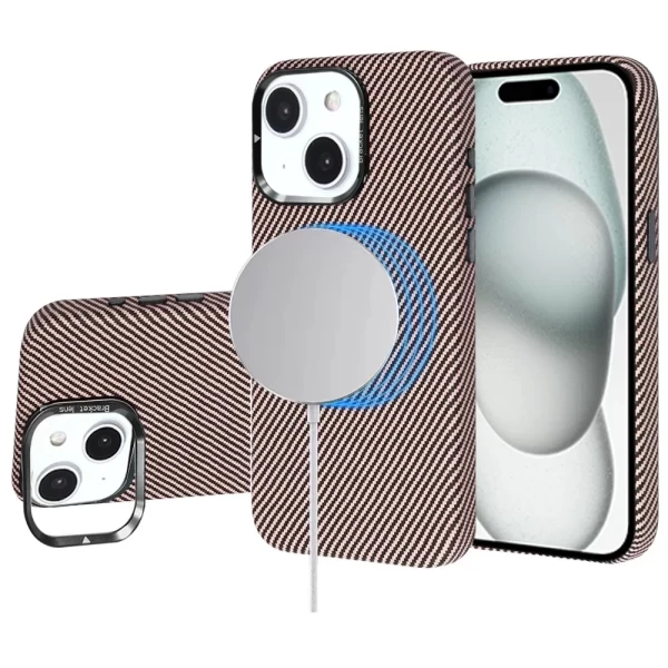 LEATHER CARBON MAGSAFE WITH STAND - PINK (I9)  IPHONE 15