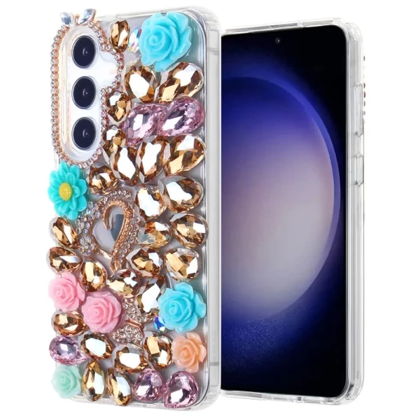 LUXOTIK FLORAL HEART - PINK TEAL (C10)  GALAXY S25 PLUS