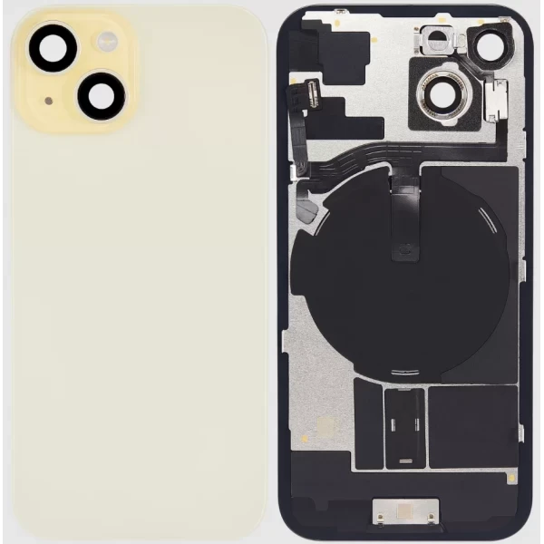 BACK GLASS NO LOGO WITH STEEL PLATE & MAGSAFE MAGNET PRE-INSTALLED COMPATIBLE FOR IPHONE 15 PLUS - YELLOW