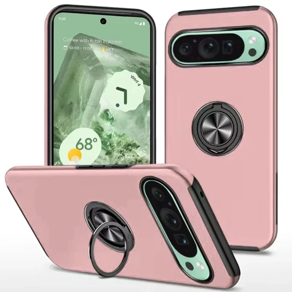 SATIN SLIM MAGNETIC RING STAND CASE - ROSE GOLD  GOOGLE PIXEL 9 / PIXEL 9 PRO 6.3INCH